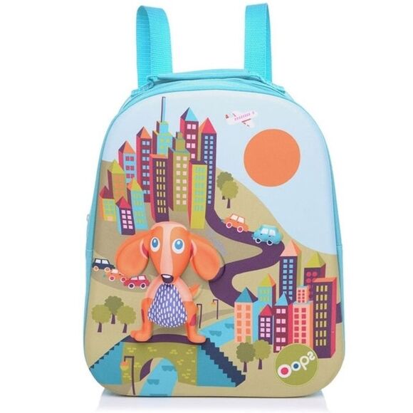 Oops Colorful Dog & City Adjustable Happy Backpack Padded Shoulder Straps. NEW. - Picture 1 of 6